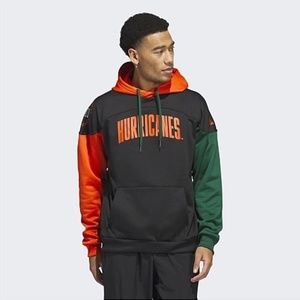 NWT men’s medium Miami Hurricanes NCAA Adidas stadium pullover Hoodie FTBL